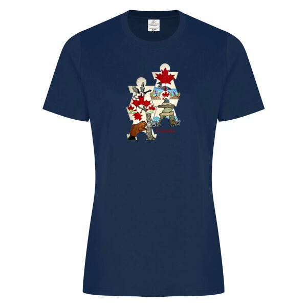Canada Puzzle, Cotton Ladies T-Shirt Thumbnail