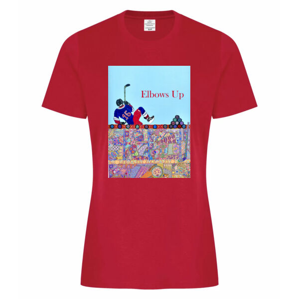 Elbows Up Cotton Ladies T-Shirt Thumbnail