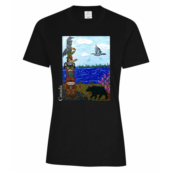 Totem and Bear Cotton Ladies T-Shirt Thumbnail